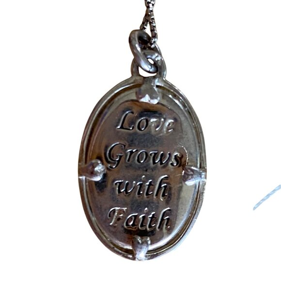 Sterling Silver Inspirational Pendant Necklace With Heart & Cross Design - Picture 2 of 10